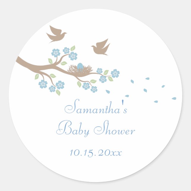 Pegatina Baby Shower Birds Nest (Anverso)