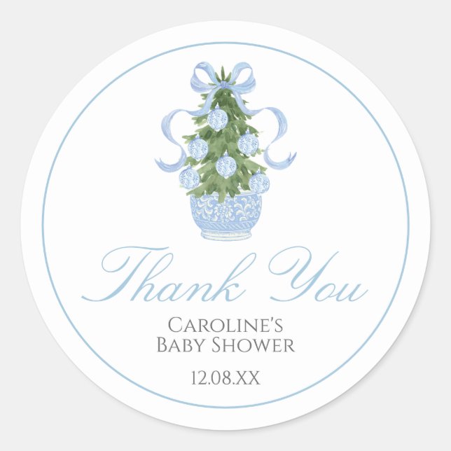 Pegatina Baby Shower Blue Christmas Tree (Anverso)