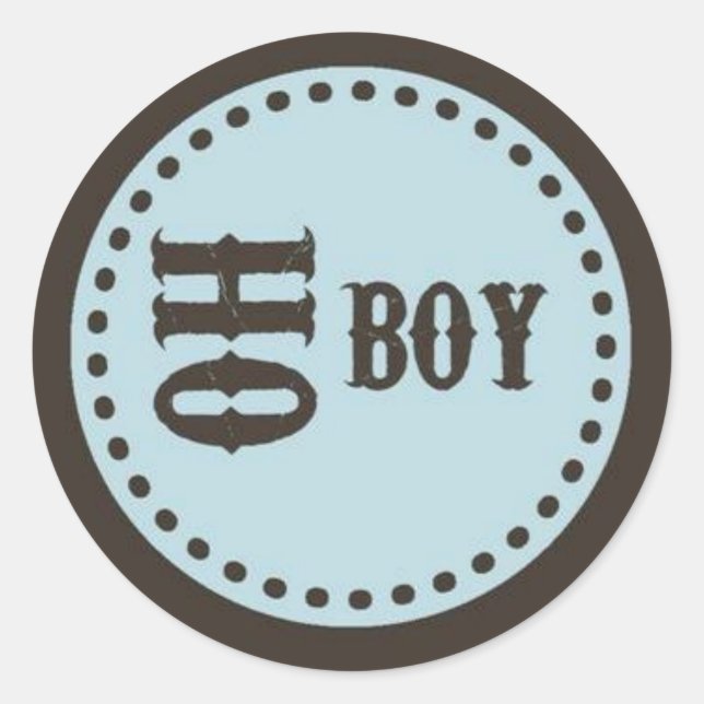 Pegatina Baby Shower Brown & Blue Oh Boy (Anverso)
