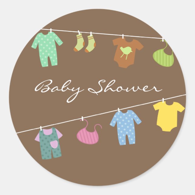 Pegatina Baby Shower Brown neutro (Anverso)