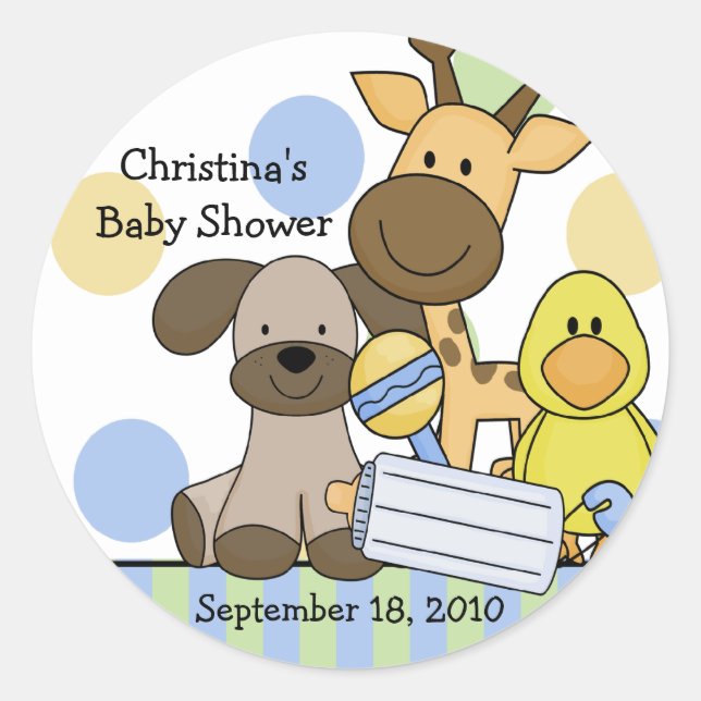 Pegatina Baby Shower de Baby Animals (Anverso)