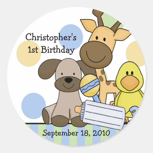 Pegatina Baby Shower de Baby Animals (Anverso)