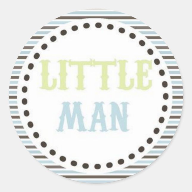 Pegatina Baby Shower de Brown & Blue Little Man (Anverso)