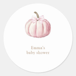 Pegatina Baby Shower de calabaza rosa