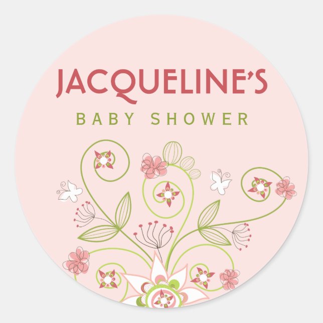Pegatina Baby Shower de Chica de blogs rosados cap (Anverso)