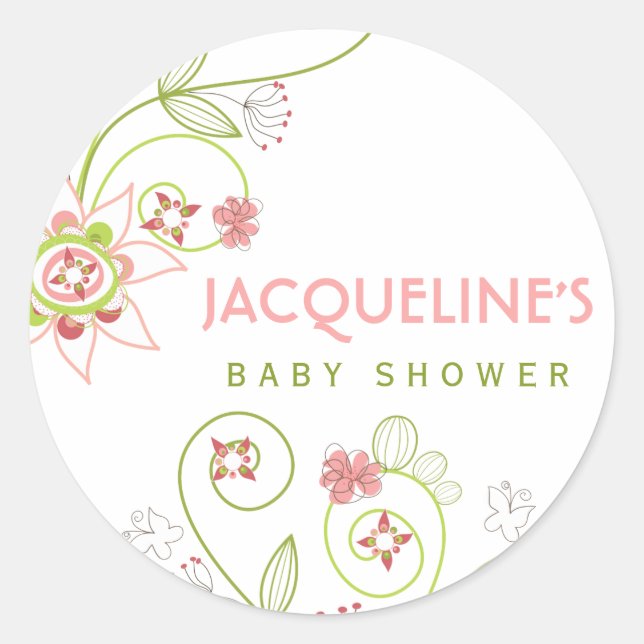Pegatina Baby Shower de Chica de blogs rosados cap (Anverso)