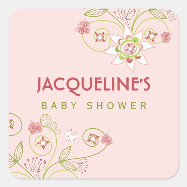 Pegatina Baby Shower de Chica de blogs rosados cap (Anverso)