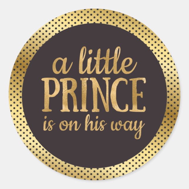 Pegatina Baby Shower de color negro y oro (Anverso)