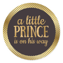 Pegatina Baby Shower de color negro y oro