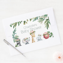 Pegatina Baby Shower de color Safari Jungle