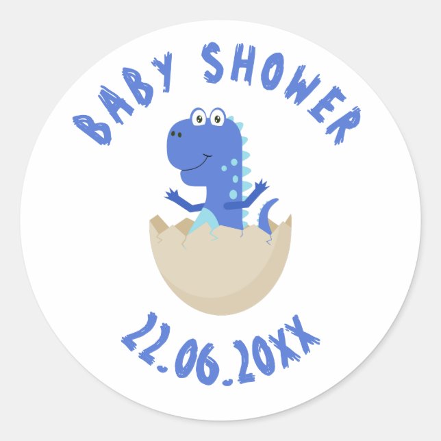 Pegatina Baby Shower de Dinosaur (Anverso)