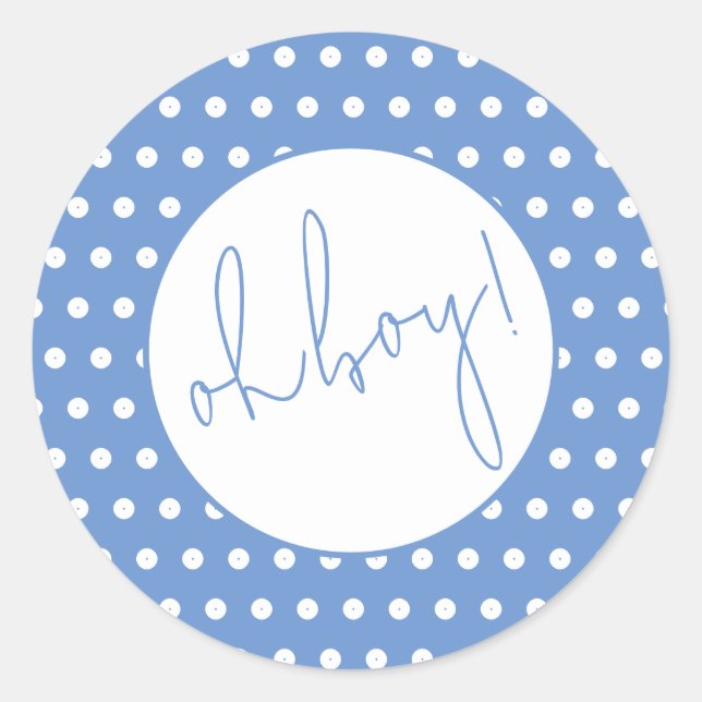 Pegatina Baby Shower de Dot Boy Polka azul y blanc (Anverso)