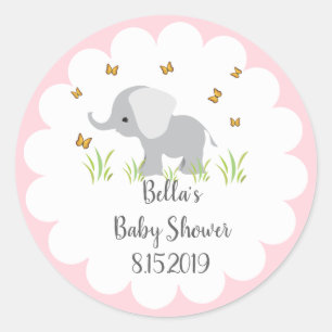 Pegatina Baby Shower de Elefante Gris