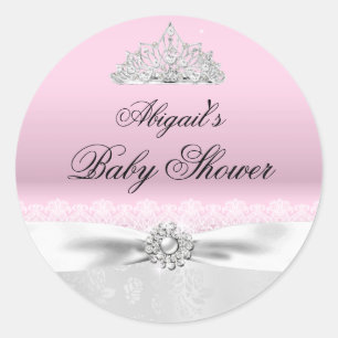 Pegatina Baby Shower de la Princesa Rosa y Plata T