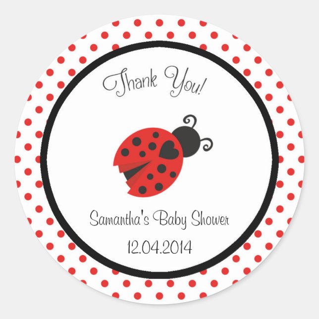 Pegatina Baby Shower de Ladybug (Anverso)
