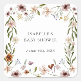 Pegatina Baby Shower de Little Wildflower Chica