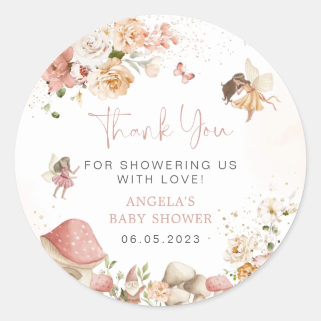Pegatina Baby Shower de Magical Fairy Garden (Anverso)