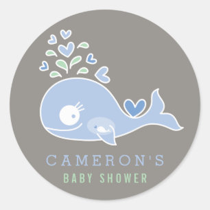 Pegatina Baby Shower de mami ballena azul embaraza