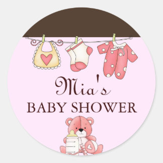 Pegatina Baby Shower de moda Clothesline