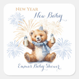 Pegatina Baby Shower de New Year Blue Boy