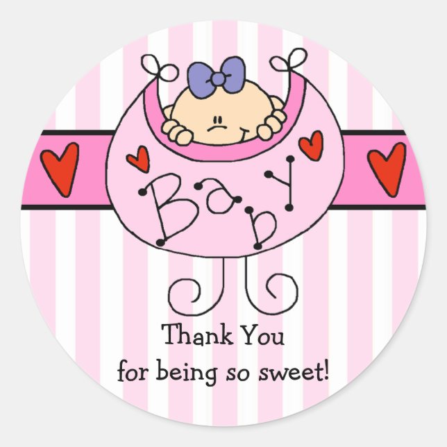 Pegatina Baby Shower de Peeking Baby Girl (Anverso)