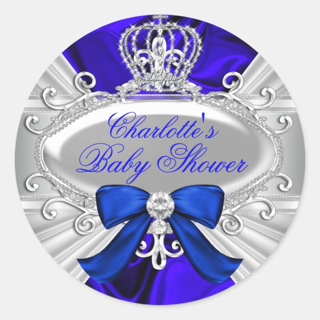 Pegatina Baby Shower de Prince Royal Blue Boy (Anverso)
