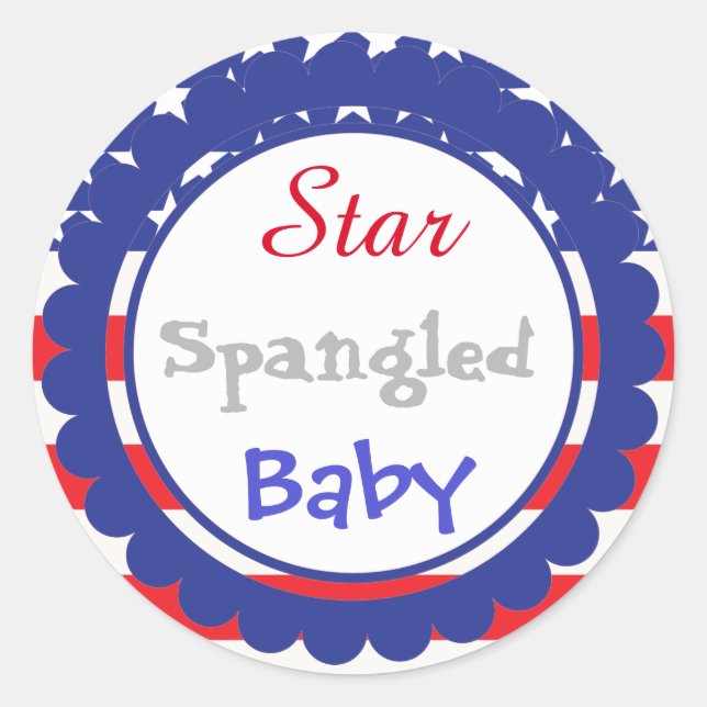 Pegatina Baby Shower de Star Spangled (Anverso)