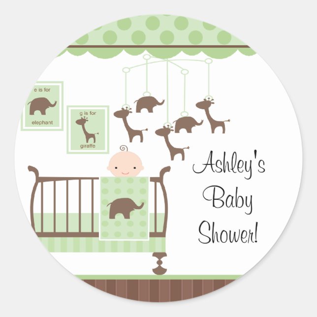 Pegatina Baby Shower de Sweet Green Baby Room (Anverso)