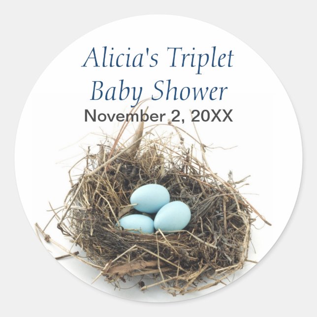 Pegatina Baby Shower de triplets (Anverso)