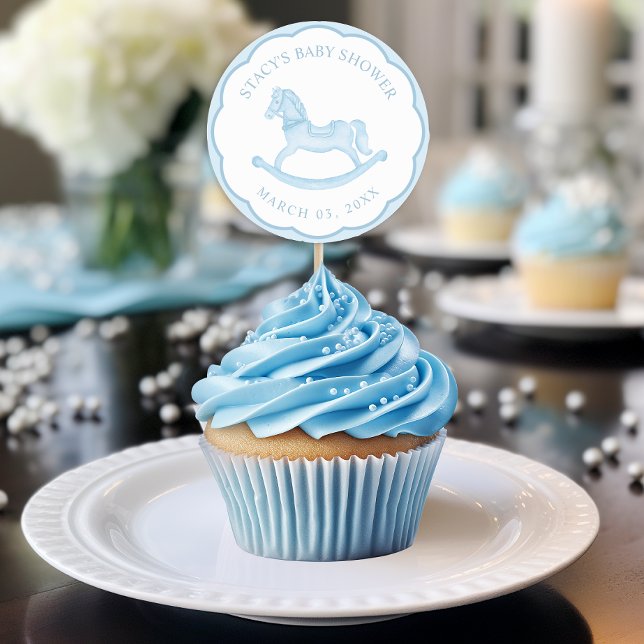 Pegatina Baby Shower Favorito de Blue Rocse Boy (Blue Baby Shower Favor Sticker)