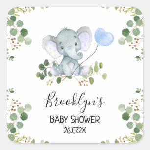 Pegatina Baby Shower Favorito de Elefante de Globo