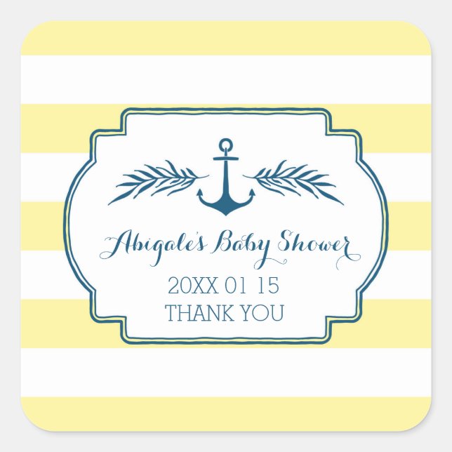 Pegatina Baby Shower Favorito Nautical De Rayas Am (Anverso)