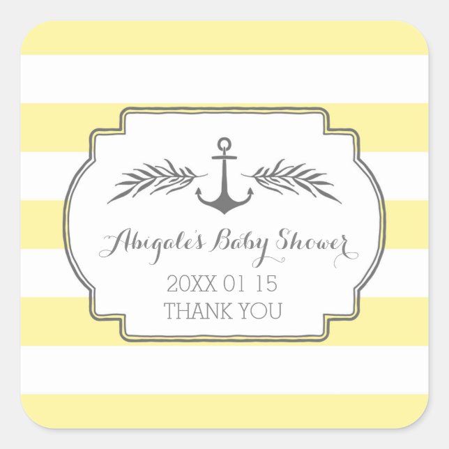 Pegatina Baby Shower Favorito Nautical De Rayas Am (Anverso)