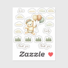 Pegatina Baby Shower Floating Bear Adventures