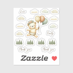 Pegatina Baby Shower Floating Bear Adventures