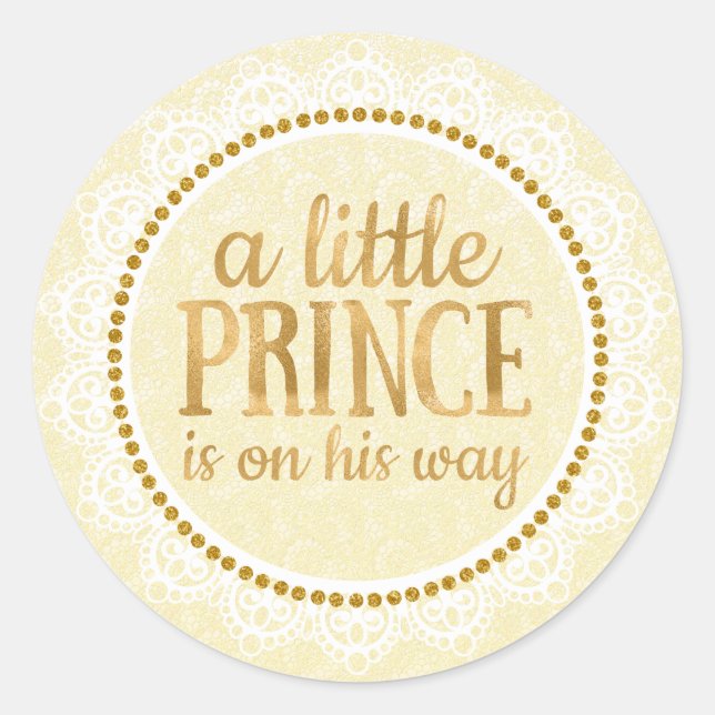 Pegatina Baby Shower Gold Little Prince (Anverso)