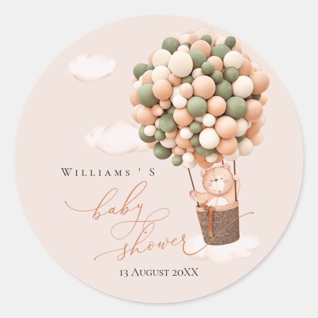 Pegatina Baby Shower Green brown (Anverso)