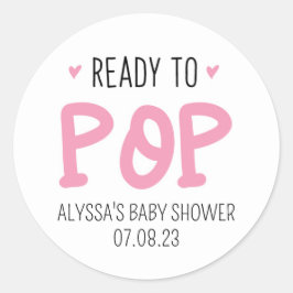 Pegatina Baby Shower Listo Para Pop Pink