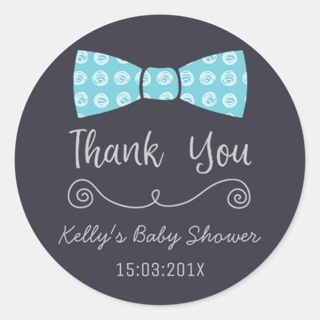 Pegatina Baby Shower Little Man Bow Tie (Anverso)