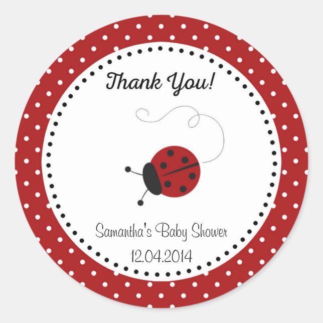 Pegatina Baby Shower Red Ladybug (Anverso)