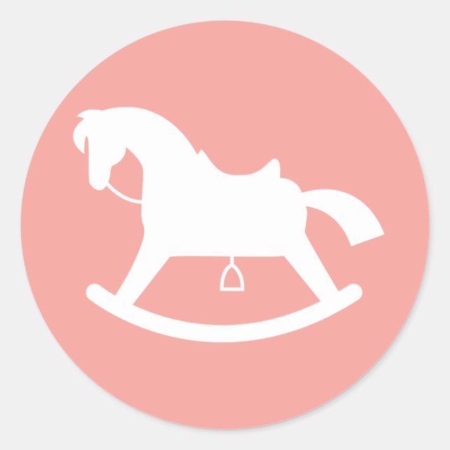 Pegatina Baby Shower Rocse Horse Silhouette Pink (Anverso)