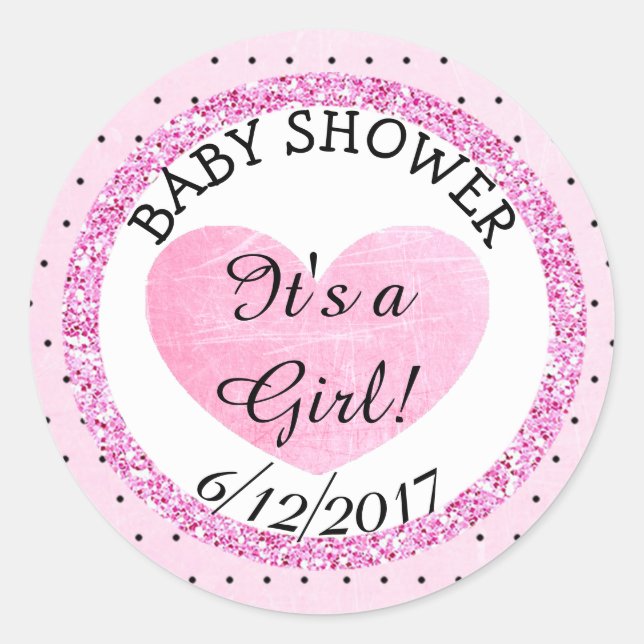 Pegatina Baby Shower rosa y B|sin  (Anverso)