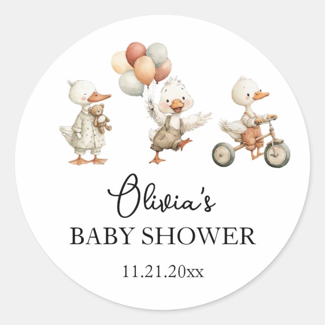 pegatina Baby Shower Silly Goose (Anverso)