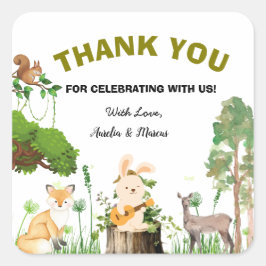 Pegatina Baby Shower Square de animales forestales