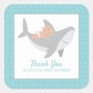 Pegatina Baby Shower Square de Sweet Shark