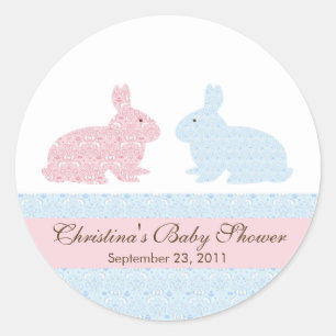 Pegatina Baby Shower Twins Baby Conejo Conejo Cone