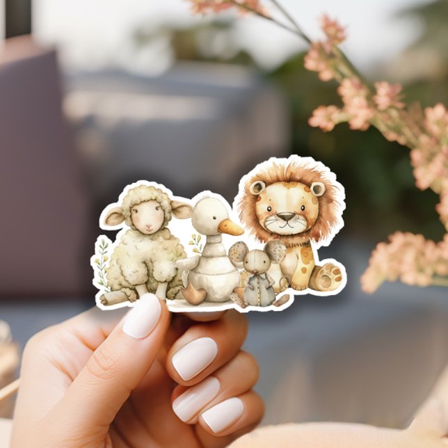 Pegatina Baby Shower Vintage Plush Nursery Animales (Subido por el creador)