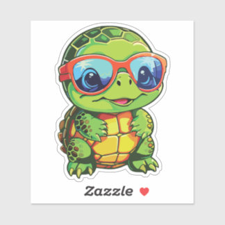 Pegatina Baby Turtle Sticker with Glasses - Kawaii Vinyl