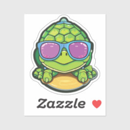 Pegatina Baby Turtle Sticker with Glasses - Kawaii Waterpro