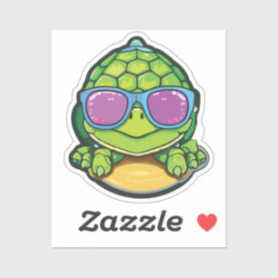 Pegatina Baby Turtle Sticker with Glasses - Kawaii Waterpro